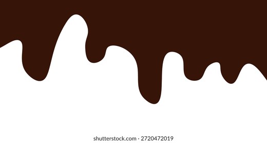 estilo plano derreteu chocolate escuro. Pintura marrom-escura líquida derretendo sobre fundo branco.