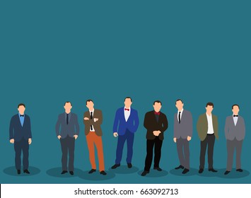 flat style, men stand, isometric people