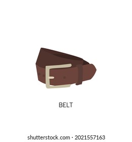 Flat Style Men's Belt Vector illustartion. Cartoon style Belt For Men flat style icon isolated on white background. Classic Brown Belt. Men's Accessory icon. Mens belt symbol pictogram