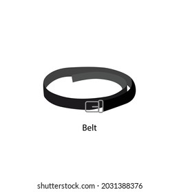 Flat Style Men's Belt Vector illustartion. Cartoon style Belt For Men flat style icon isolated on white background. Classic Black Belt. Men's Accessory icon. Mens belt symbol pictogram