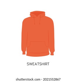 Flat Style Men's Sweatshirt Vector illustration. Modern Trendy Hooded Sweatshirt for Men vector icon isolated on white background. Cartoon style simple Unisex Sweat Hoodie pictogram. Clothes Symbol
