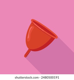 Flat style menstrual cup icon with a long shadow. Vector illustration