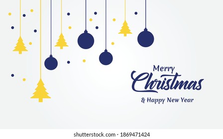 flat style merry christmas banner with tree decoration 
