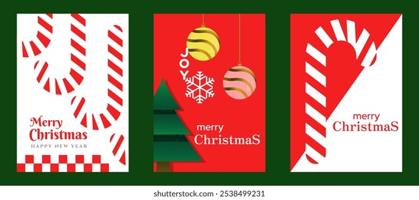 Flat style Merry Christmas poster. Minimalist Christmas greeting card design, simple Christmas poster design.