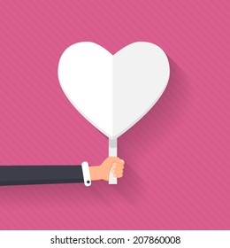 Flat Style Message Board Valentine Day Concept Heart Shape