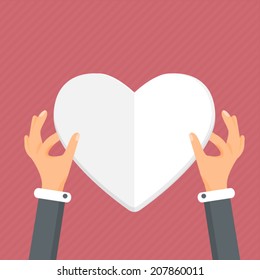 Flat Style Message Board Valentine Day Concept Heart Shape