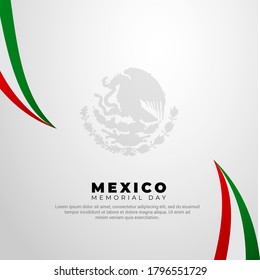 Flat style Mexico memorial day design with realistic Mexico Flag. Mexico Independence Day Vector Illustration