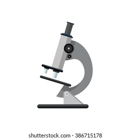 Flat style microscope vector icon. Science lab objects collection.