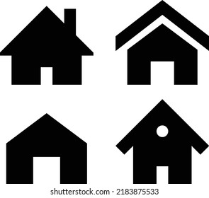 Flat style minimal black color
icon of house icon set