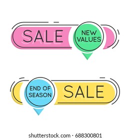 Flat style minimal trendy bubble shaped banner, price tag, sticker, badge. Vector illustration.