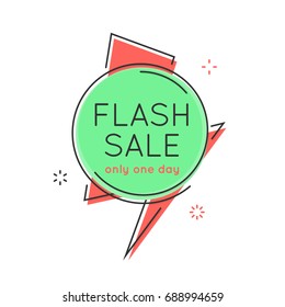 Flat style minimal trendy bubble shaped banner, price tag, flash sale; sticker, badge. Vector illustration.