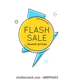 Flat style minimal trendy bubble shaped banner, price tag, flash sale; sticker, badge. Vector illustration.
