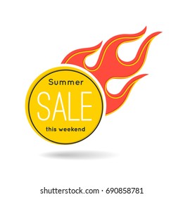 Flat style minimal trendy bubble shaped banner, price tag, fire sale sticker, badge. Vector illustration.
