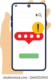 Ícone de notificação móvel de estilo plano. Nova notificação de mensagem no celular. Tela Smartphone com ícones de mensagens não lidas e lidas. Smartphone com nova ilustração de vetor de notificação.


