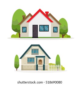 Flat style modern buildings