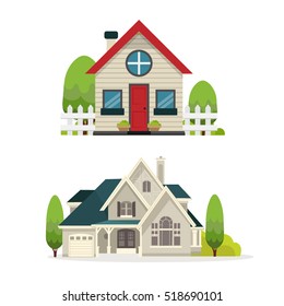 Flat style modern buildings