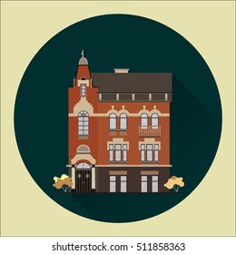 Flat style modern buildings. Vector illustration.
Vilnius House Architecture, home, apartment, urban.