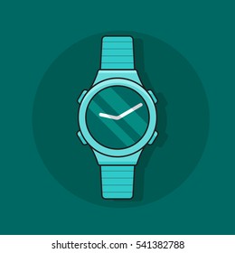 Flat style, modern cartoon watch vector icon illustration. Clock logo, time symbol.