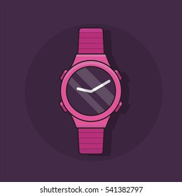 Flat style, modern cartoon watch vector icon illustration. Clock logo, time symbol.