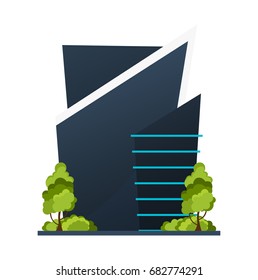 Flat style Modern city houses. Building of future. Architecture of the future