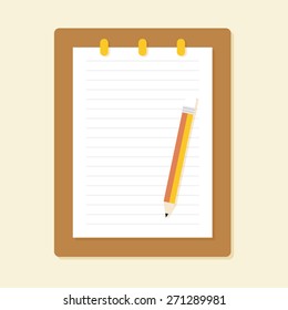 Flat Style Modern Design Concept of Blank Paper and Pencil. Vector Illustration. eps10.