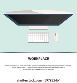 Flat Style Modern Design Concept of Creative Office Workspace. Workplace Design