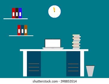Flat Style Modern Design Concept of Creative Office Workspace. Icons Collection of Business Work Flow Items and Elements, Office Things, Objects and Equipment for Workplace Design. Vector Illustration