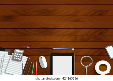 Flat Style Modern Design Concept of Creative Office Workspace