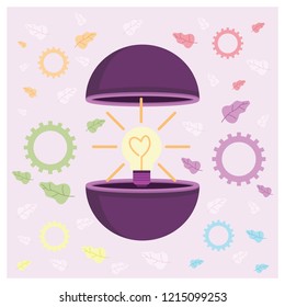 Flat style modern idea innovation light bulb concept. Business strategy planning objects.