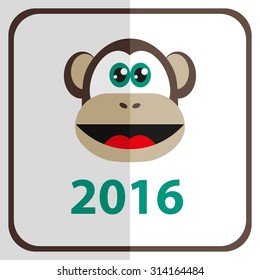 Flat style monkey 2016 - Symbol of the new year