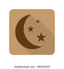 Flat style Moon And Stars web app icon on light brown background