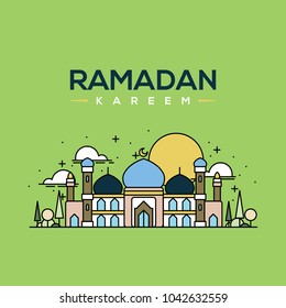 Flat Style Mosque Ramadan Kareem