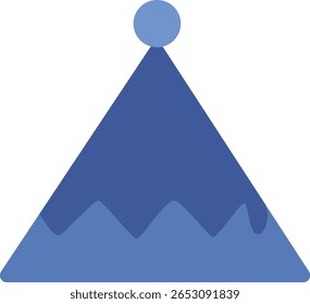 Flat style mountain icon with a blue snowy peak and icy top, suitable for winter themes, travel designs, and children’s illustrations.
