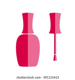 Flat style nail polish bottle. Manicure salon label isolated on white background. Design template for label, banner, badge or logo.