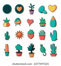 Elementos Naturales De Estilo Plano Para El Amor O El Concepto De San Valentín.