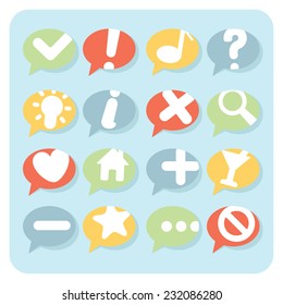 Flat Style Navigation Icons Speech Bubbles Set