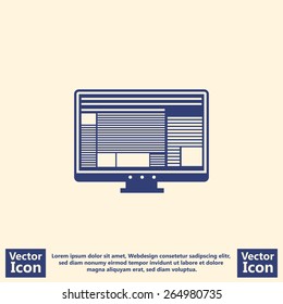 Flat style news monitor icon