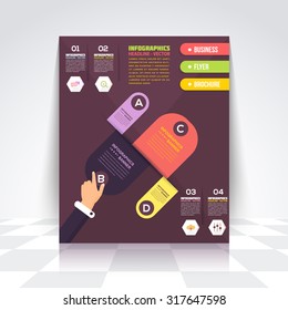 Flat Style nfographics Design, Cover, Flyer. Numbered Banner Template