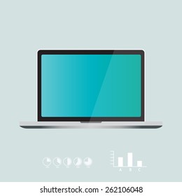 Flat style notebook computer icon silhouette in vector format