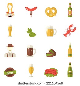 flat style Oktoberfest beer bottle icon. Set of vector character illustration