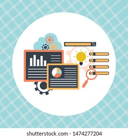 Flat style online education e-learning study knowledge graduation exam infographic concept