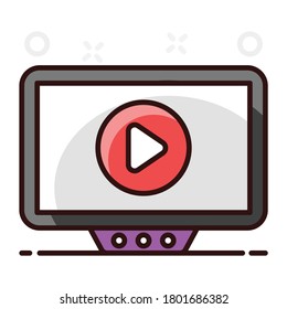 Estilo plano del icono de vídeo en línea