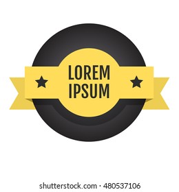 Flat style orange and black badge icon. Vector label for your design