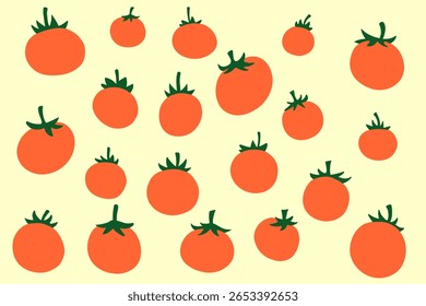 Conjunto de vetor de laranja estilo plano com 20 frutas cítricas em um fundo amarelo pastel. Perfeito para alimentos saudáveis, imagens de suco e projetos de design com temas orgânicos.

