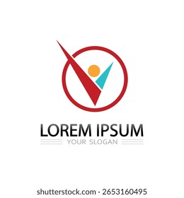 Flat Style Organization Logo with Team of People Working Together in Unity