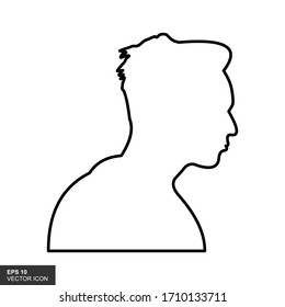 Flat style outline avatar with white background. Vector illustration.