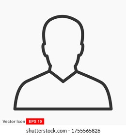 Flat style outline avatar with white background. Vector illustration