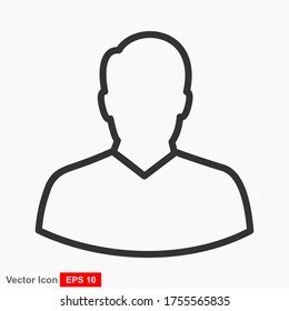 Flat style outline avatar with white background. Vector illustration