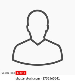 Flat style outline avatar with white background. Vector illustration