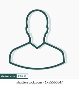 Flat style outline avatar with white background. Vector illustration